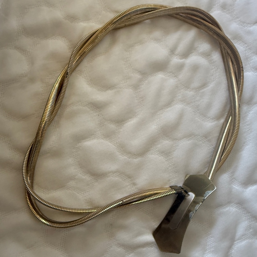 Rare 1980s twisted snake chain Gold Metal Belt with Decorative brass Buckle - Picture 3 of 8